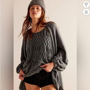 We The Free Snowbell Babydoll Tunic Sweater Green Knit Top Size — XS/S